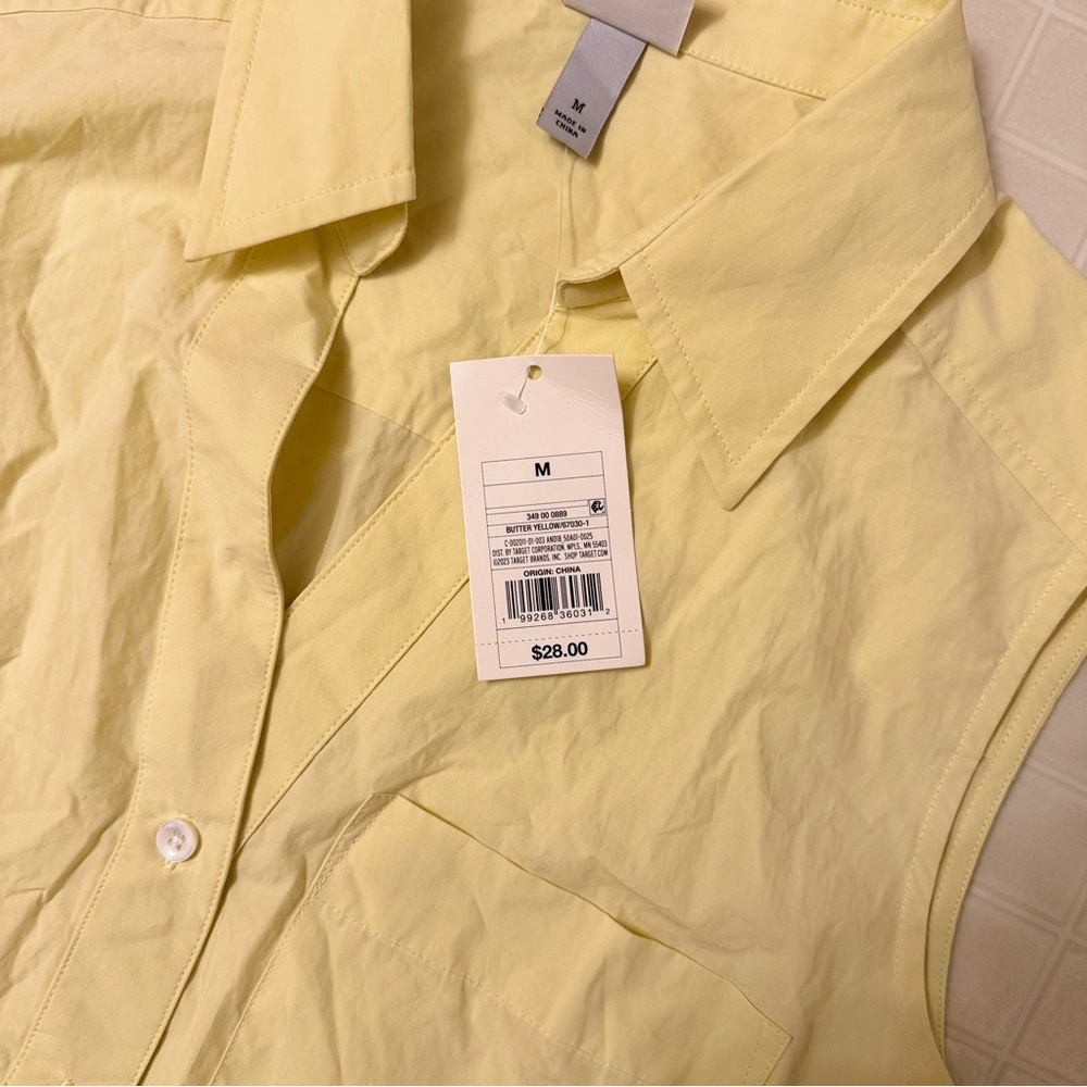 Women's V-Neck Button-Down
Shirt - A New Day Butter Yellow Size M - Picture 5 of 5